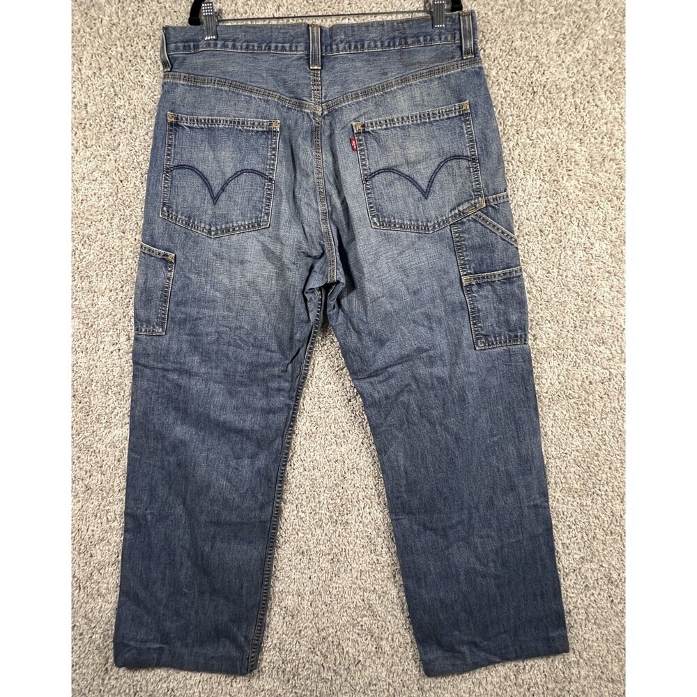Levis Signature Jeans Mens 34x32 Carpenter Blue Denim Workwear Solid Excellent - Picture 7 of 9